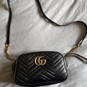 Gucci GG Black Leather Marmont Small Camera Bag